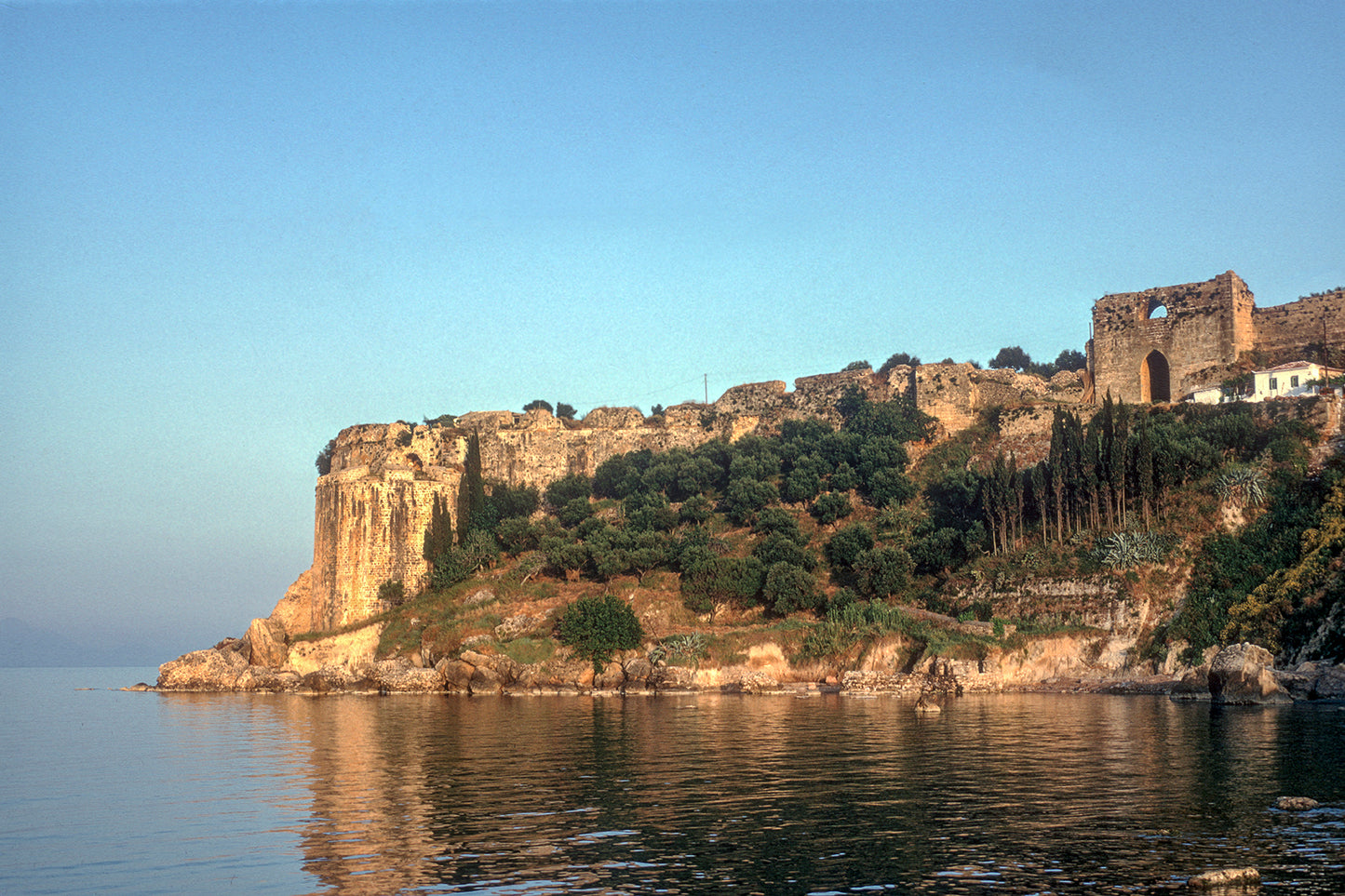 Peloponnese, arriving at Koroni, the the reflection of the rock