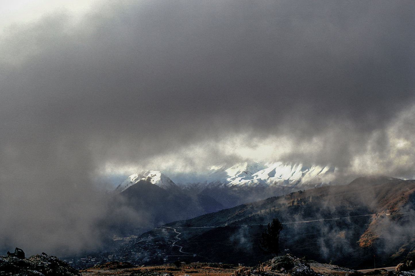 Epirus, misty and cloudy in Katara and in the background Metsovo