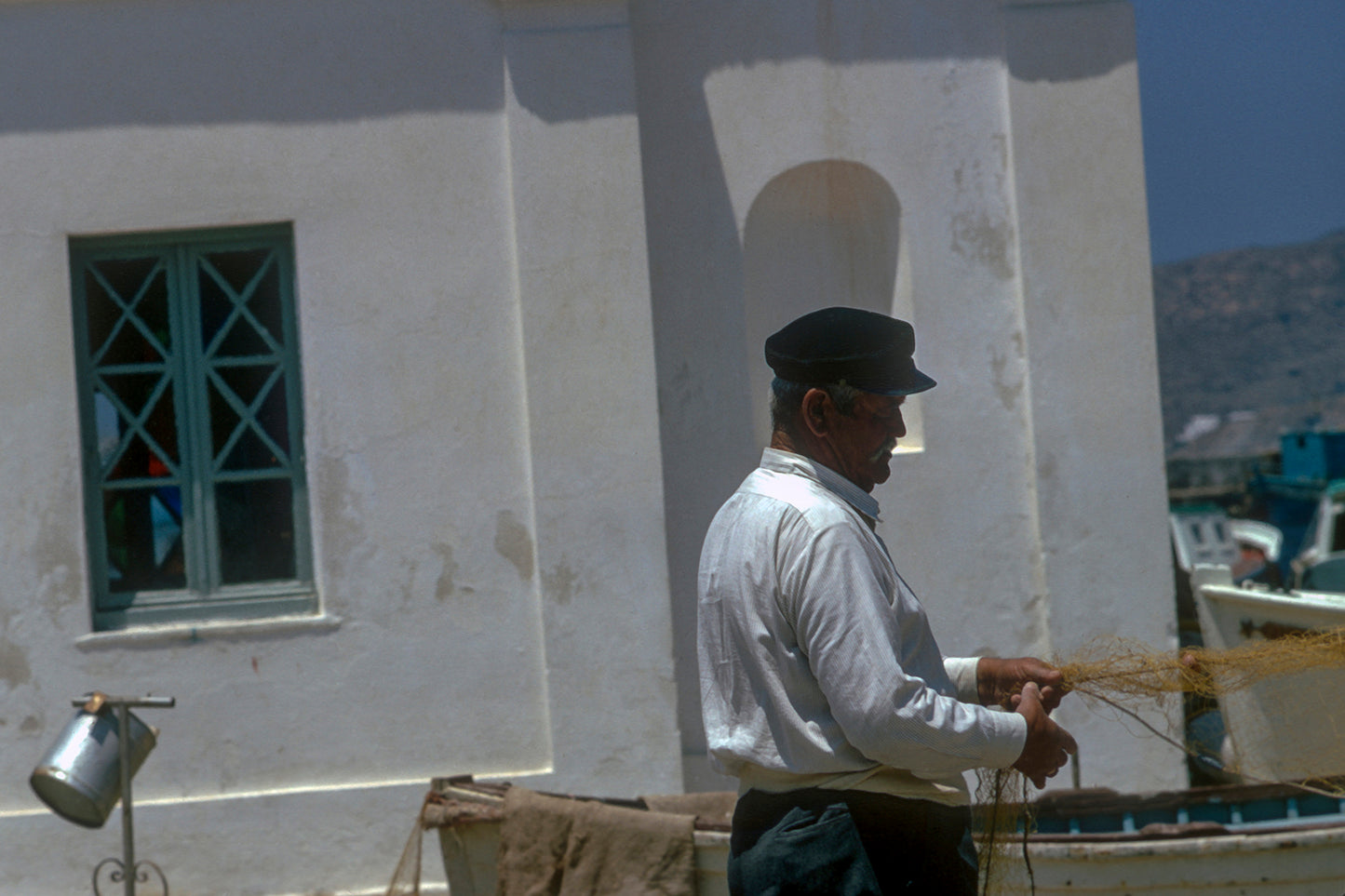The fishermani in the port of Mykonos