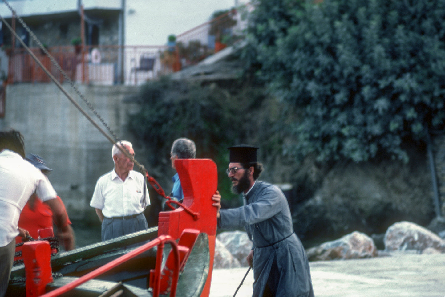 The priest and the boat in Trikkeri