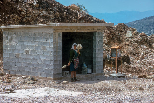 Peloponnese: A villager knitting