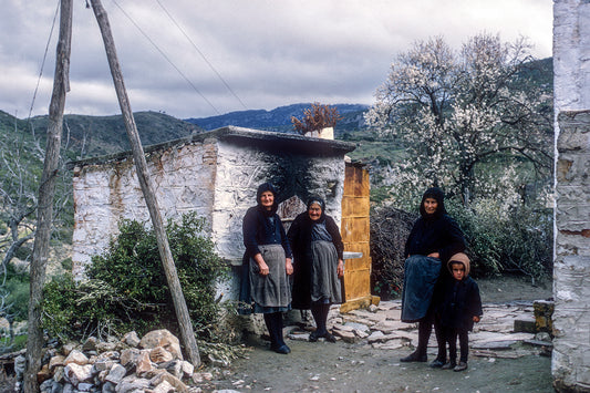 Laconia the 4 generations outside their yard, in Chrysafa