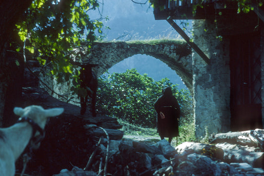 The lady who looks after the animals in Mystras