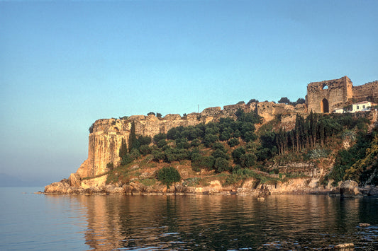 Peloponnese, arriving at Koroni, the the reflection of the rock