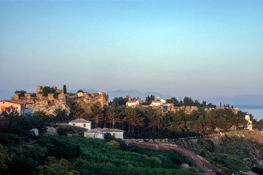 Peloponnese, view of Koroni, the castle. The main road is still not tarmaqued