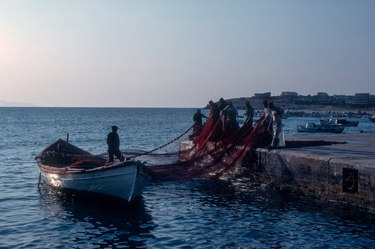 The fishermen are spreading their nets in Rafina