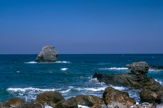 Skopelos: A small wave caresses the rocks