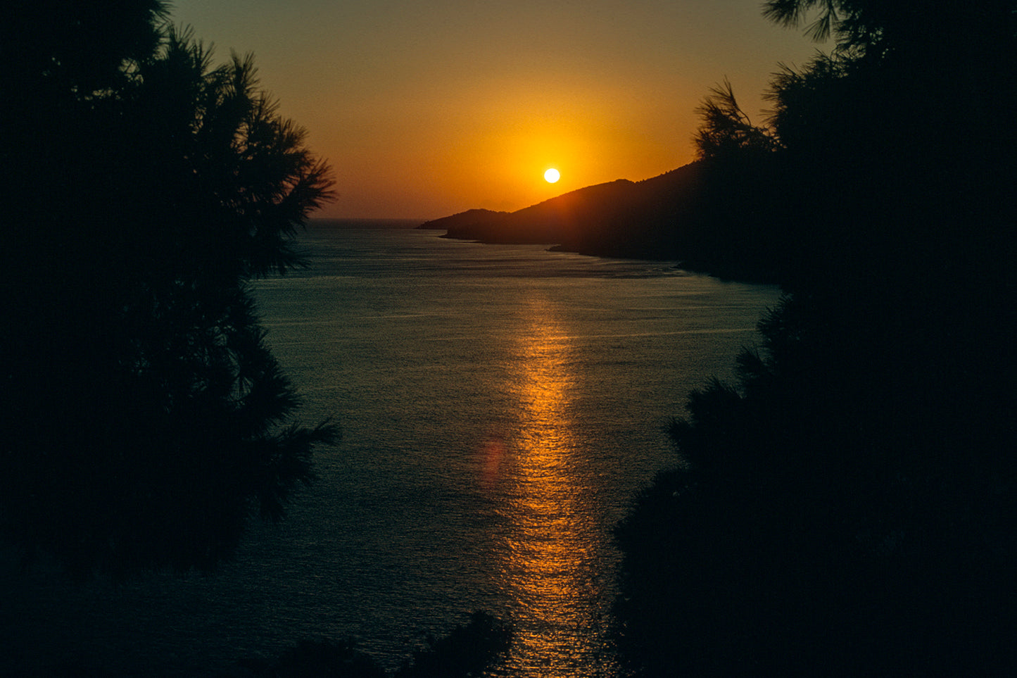 The sunset in Agnontas in Skopelos island