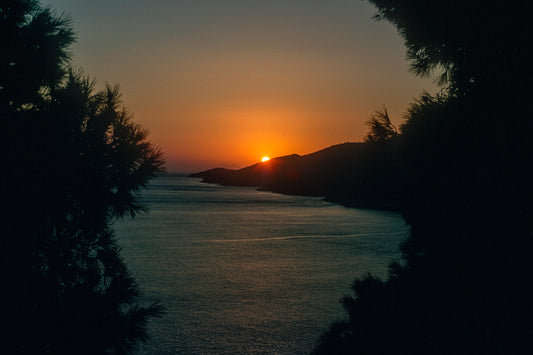 The sunset in Agnontas in Skopelos island