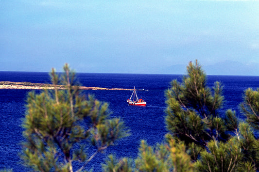 The red fishing boat in Vravrona