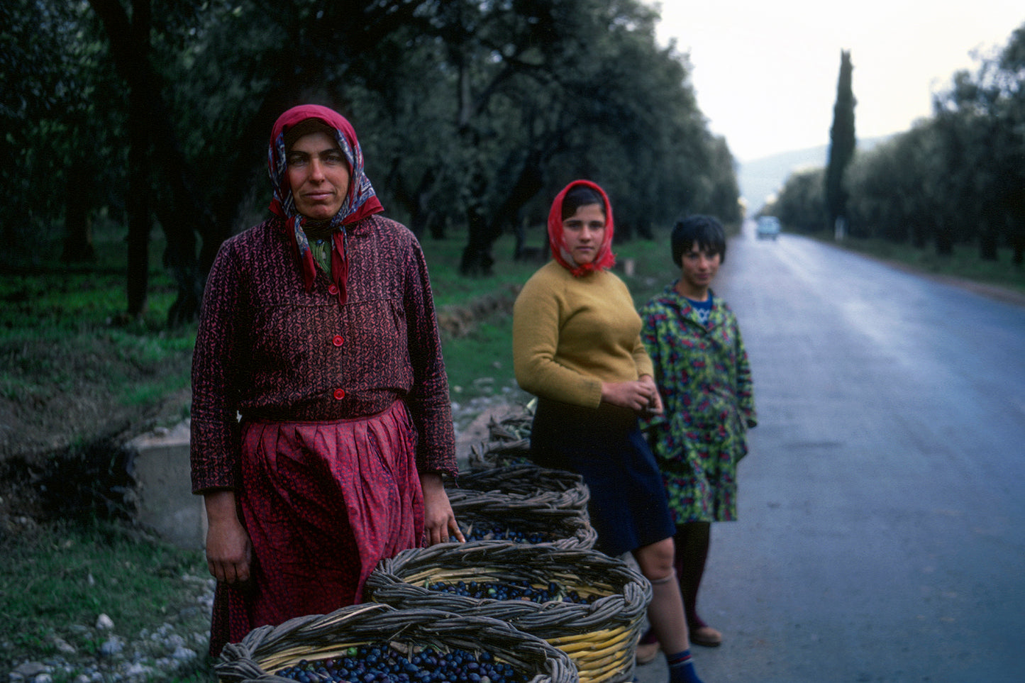Villagers with their baskets full in Amfissa