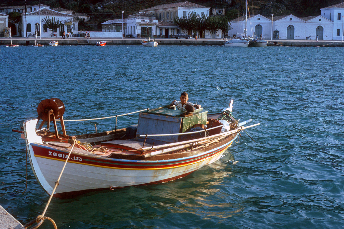 Samos, a small ishing boat in the port of Karlovasi