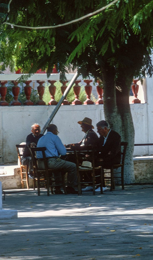 Samos, palying tavli at the cafe in Marathokampos