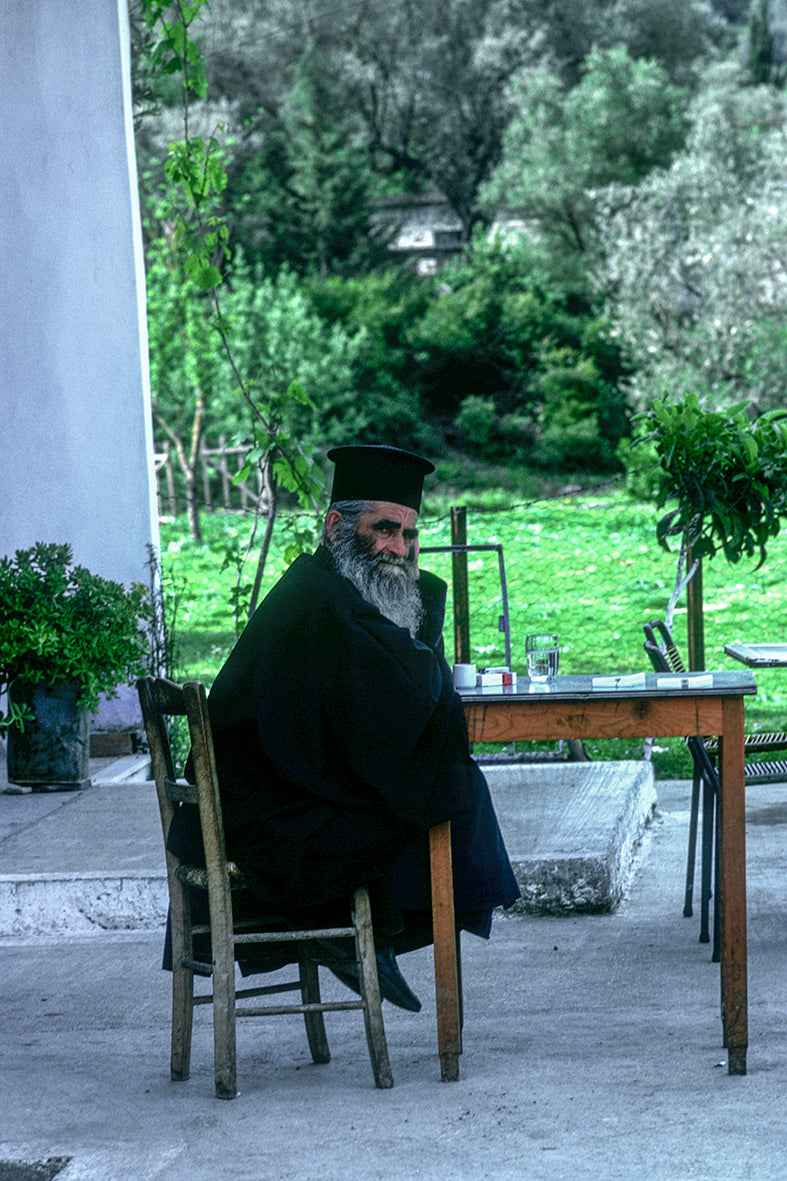 Epirus: Neraida Igoumenitsis the priest in the cafe