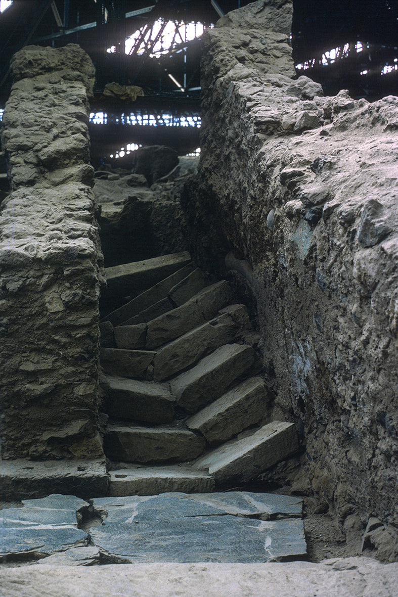 A view of the stairs just after the earthquake in Santorini