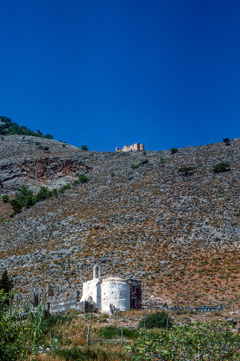 Crete the church and the castle in Aghia Roumeli