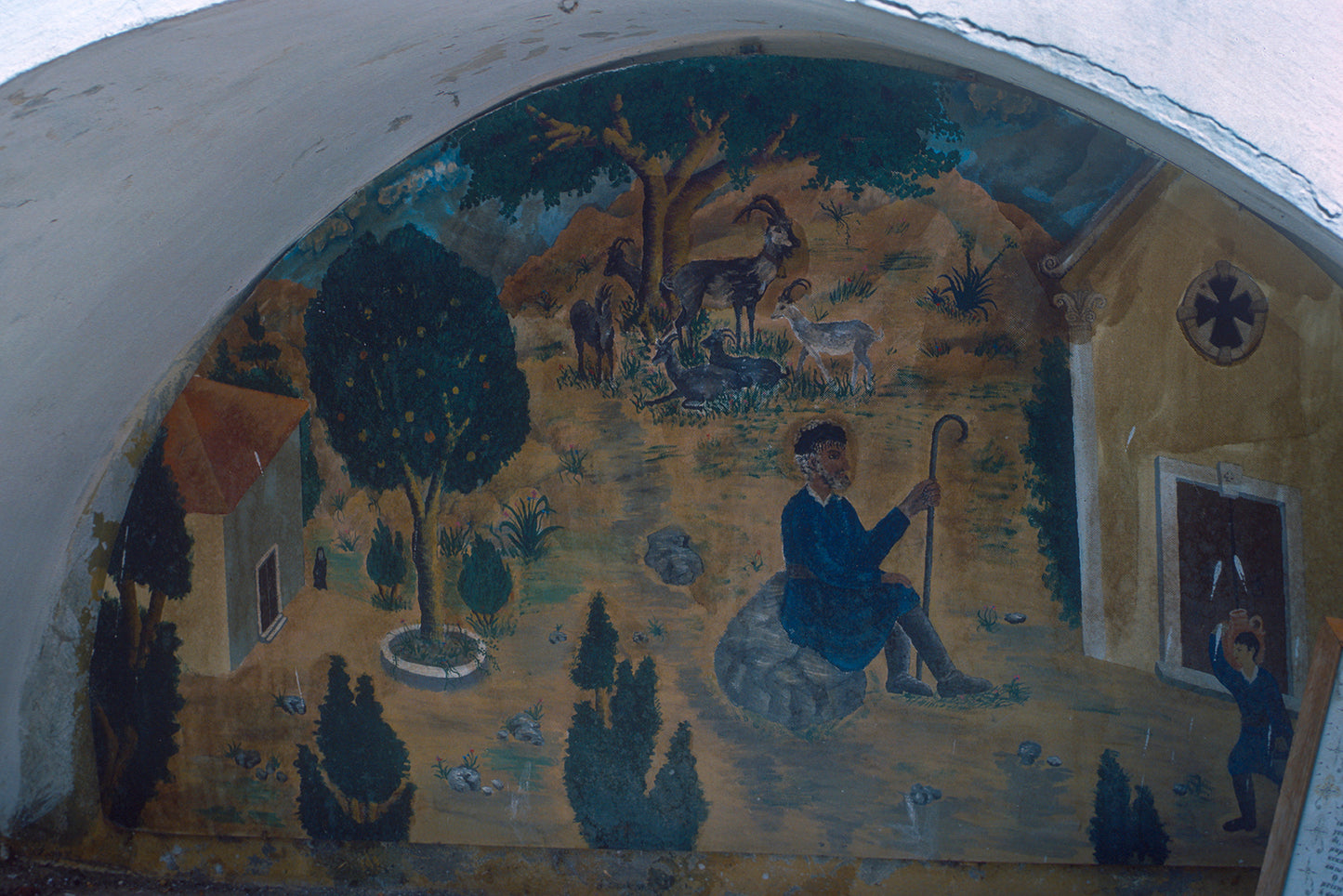 Crete: a folk painting in Epanosifi Monastery