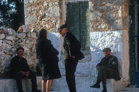 Chatting in Stavri in Mani