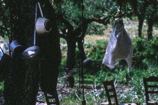 Kitchen items on a tree in Mani