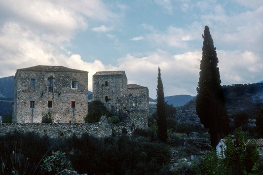 In Mani old houses and cypress trees