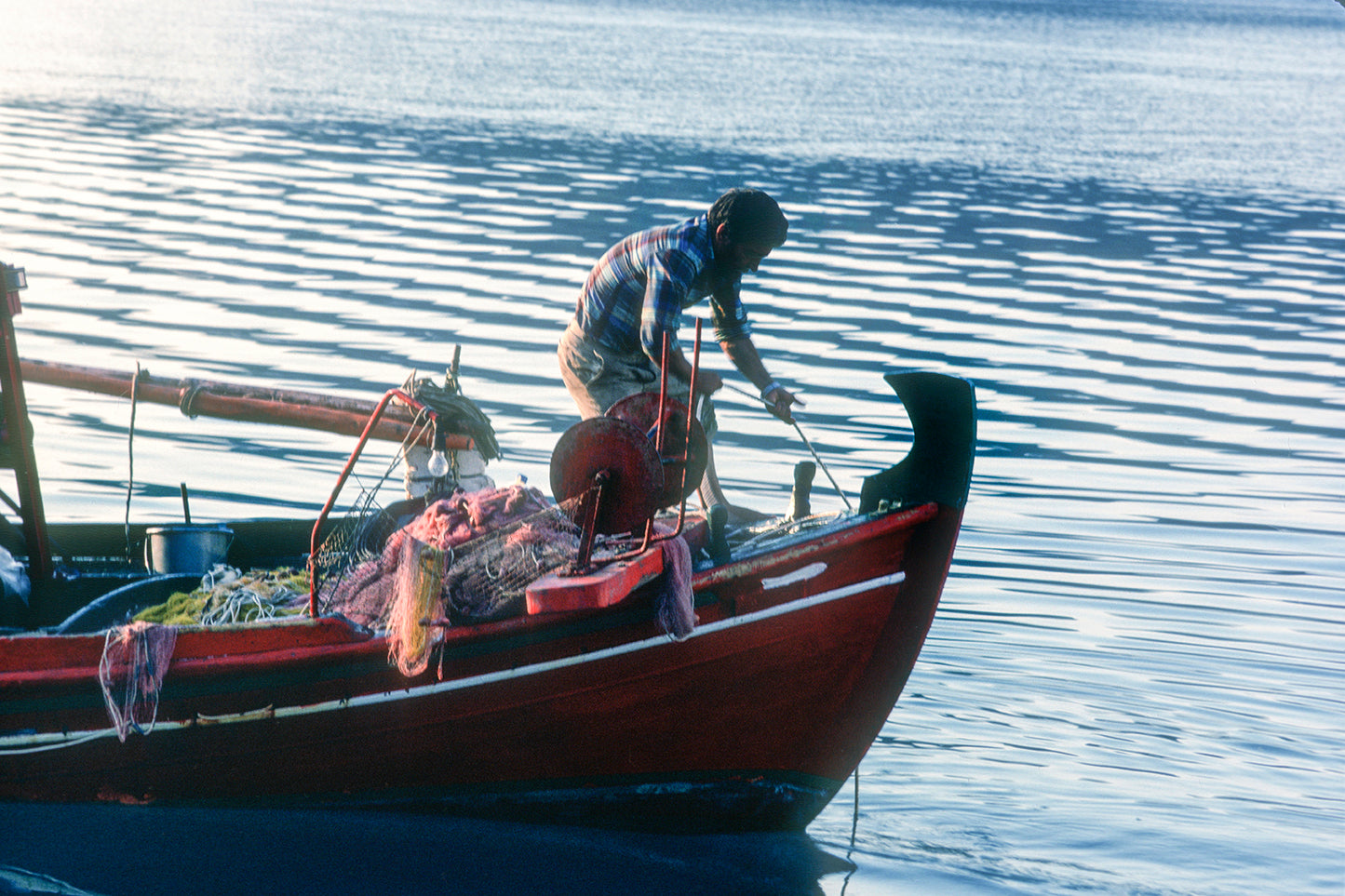 A fisherman getting ready to sail